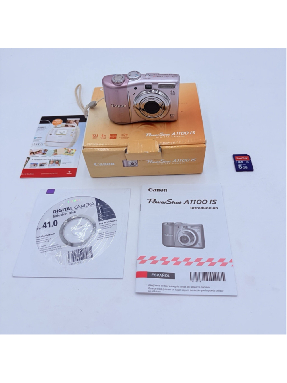 Canon PowerShot A1100 IS Pink Digital Camera 12.1MP 4x Zoom Box Tested